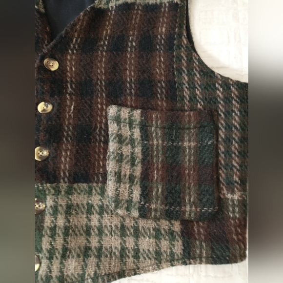 Habitat Plaid Patchwork Wool Vest, Womens Size XL, Layering, Gram core - Picture 2 of 7